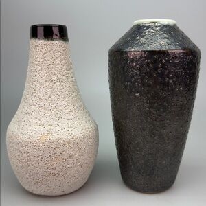 Pair of MCM Style CB2 Lava Vases